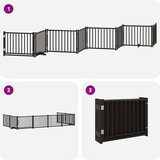 vidaXL Ograda za pse z vrati zložljiva 8 panelov črna 640 cm les | Shoptok.si