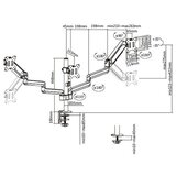 Equip 650134 nagibna namizna monitorska konzola, 17 "-27", 3 monitorji, črna | Shoptok.si