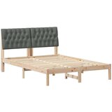 vidaXL Posteljni okvir z oblazinjenim vzglavjem Rjava 160 x 200 cm | Shoptok.si