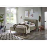 Meise Möbel Temno zelena oblazinjena zakonska postelja s prostorom za shranjevanje z letvenim dnom 140x200 cm Riva – | Shoptok.si