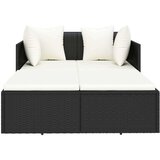 LEŽAJ za sunčanje s jastucima crni 182 x 118 x 63 cm poliratan | shoptok.hr