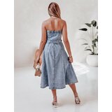 DStreet Sukienka jeansowa midi z paskiem SUMMER SKY niebieska | shoptok.hr