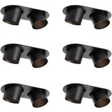 QAZQA Set van 6 inbouwspots zwart GU10 70mm kantelbaar 2-lichts - Installa | Shoptok.si