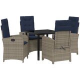 vidaXL 5-delni vrtni jedilni set z blazinami, siva poli ratan | Shoptok.si