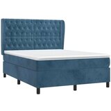  Box spring postelja z vzmetnico temno modra 140x200 cm žamet, (20902509) | Shoptok.si