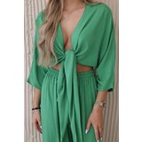 Kesi Włoski Women's Viscose Set Top with Tie Down + Pants - Green | Eponuda.ba