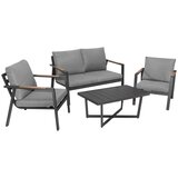  Aluminijski vrtni namještaj Sofa + dvije fotelje + stol sive boje | shoptok.hr