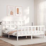 vidaXL Okvir za krevet s uzglavljem sivi 160 x 200 cm od masivnog drva | shoptok.hr
