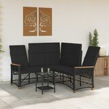  Vrtni set sofe za opuštanje Podesiva Crna 164 x 164 x 112 cm | shoptok.hr