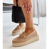 Gemre Beige leather shoes with decorative buckle Taija | Shoptok.si