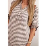 Kesi Włoski Women's cotton striped shirt with a pocket fango | shoptok.hr