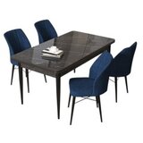 Hanah home set trpezarijski sto i 4 stolice arp black marble navy blue | Eponuda.com