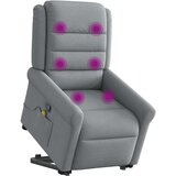 vidaXL Masažni naslonjač na podizanje od tkanine svjetlosivi | shoptok.hr