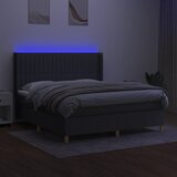 Krevet box spring s madracem LED tamnosivi 160x200 cm tkanina | Eponuda.com