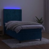  box spring s madracem LED tamnoplavi 80 x 200 cm baršun | shoptok.hr