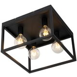 QAZQA Industrijska stropna svetilka črna 40 cm 4 luči - kletka Cene
