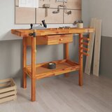 vidaXL Radni stol s ladicom i škripcima 124x52x83 cm od drva bagrema Cijene