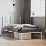 Metalni Kovinski posteljni okvir z vzglavjem bel 100x190 cm | Shoptok.si