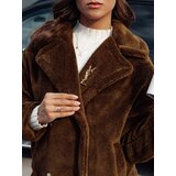 DStreet Płaszcz damski zimowy LUXERII długi futerkowy kamelowy | Shoptok.si