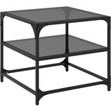 Furnova Klubska mizica s stekleno površino črna 50x50x45 cm jeklo, (21914001) | Shoptok.si
