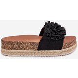 Boto Women's Platform Slippers With Decorative Flowers Black Tessara | Shoptok.si