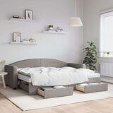 vidaXL Izvlečna dnevna postelja s predali taupe 80x200 cm blago, (20930020) | Shoptok.si