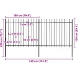  Vrtna ograda s vrhom koplja Čelik 359x150 cm Crna | shoptok.hr