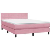  Krevet s oprugama i madracem ružičasti 140x210 cm baršunasti | shoptok.hr