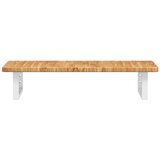  Zidna polica za umivaonik od čelika i masivne hrastovine Smeđa 80 x 40 x 2.5 cm | Shoptok.si
