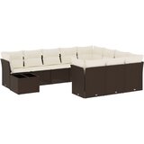 Maison Chic Seti vrtnega pohištva - Vrtna garnitura - Vrtni pohištvo set 11-delna z blazinami rjava poli ratan, (21815872) | Shoptok.si