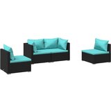  4-dijelna vrtna garnitura od poliratana s jastucima crna | shoptok.hr