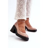 Kesi Patented pumps with massive heels, dark beige Effiba | Shoptok.si
