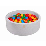 MeowBaby Bazen z žogicami, 90x30 cm z 200 žogicami, bombaž, svetlo siva: rumena/rdeča/temno zelena/oranžna/modra, (21289313) | Shoptok.si