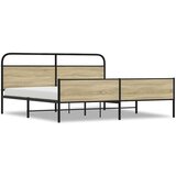 Metalni Kovinski posteljni okvir brez vzmetnice sonoma hrast 193x203 cm, (21609100) | Shoptok.si
