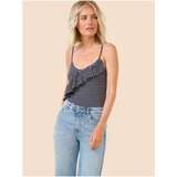 Orsay Dark Blue Striped Tank Top with Ruffle - Women Cene'.'