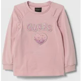 Guess Otroški bombažen pulover roza barva