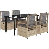  5-dijelni vrtni blagovaonski set od poliratana s jastucima bež 160 x 80 x 74 cm | Shoptok.si