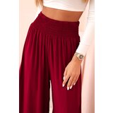 Kesi Włoski Women's viscose pants with elastic waistband dark burgundy | shoptok.hr