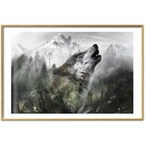  Plakat - Howling Wolf 60x40 Zlatni okvir s margom | shoptok.hr