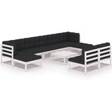 The Living Store Vrtna sedežna garnitura 10-delna z blazinami trdna borovina - Vrtna Sedežna Garnitura, (21422254) | Shoptok.si