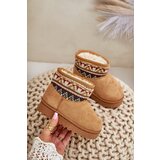 FR1 Slip On Snow Boots For Kids With Patterned Insert Lined With Fur Camel Mirirae | Shoptok.si