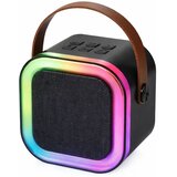  Karaoke set z zvočnikom, dvema mikrofonoma, LED lučkami, črne barve | Shoptok.si