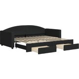  The Living Store Izvlečna dnevna postelja s predali črna 90x200 cm blago - Izvlečna Dnevna Postelja, (21450282) | Shoptok.si
