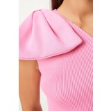 Happiness İstanbul Women's Pink Bow One Shoulder Knitwear Blouse | Shoptok.si