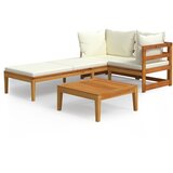 Maison Chic Seti vrtnega pohištva - Vrtna garnitura - Vrtni pohištvo set 3-delna s kremno belimi blazinami, (21815484) | Shoptok.si