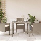  Vrtni stol sa staklenom pločom sivi 90x90x75 cm od poliratana | shoptok.hr
