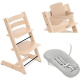 Stokke stol za hranjenje Tripp Trapp set 3v1 natur/grey 685700- lezalka | Shoptok.si