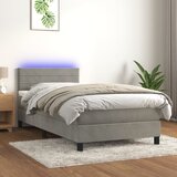 The Living Store Box spring postelja z vzmetnico LED svetlo siva 90x200 cm žamet - Box Spring Postelja, (21491345) Cene