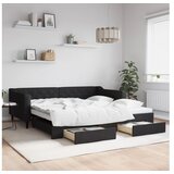 vidaXL Izvlečna dnevna postelja s predali črna 100x200 cm bl Cene