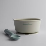 Tommee Tippee EasiStick™ Silicone Bowl & Spoon silikonska posoda s priseskom 4m+ Green 1 kos | Shoptok.si